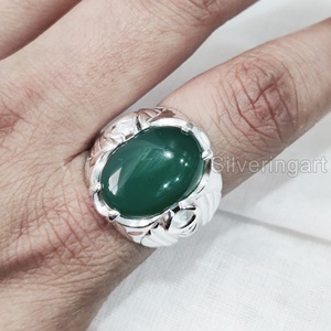 New Arrival <b>Mens</b> <b>Ring</b> Natural Green Onyx Gemstone December Birthstone <b>Ring</b> Ottoman Christmas Jewelry 925 Sterling Silver <b>Ring</b> - Product Image 4
