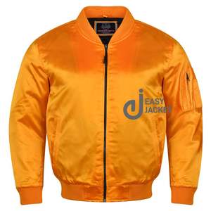 Tarifa de fábrica, venta al por mayor, chaqueta Bomber de satén personalizada para hombres, chaqueta deportiva Varsity para hombres, chaqueta Letterman de tela satinada - Product Image 5