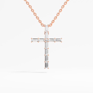 Pendentif collier homme style croix avec diamants de laboratoire baguette meilleur cadeau d'anniversaire-mariage en or 14 carats 18 carats en gros - Product Image 6