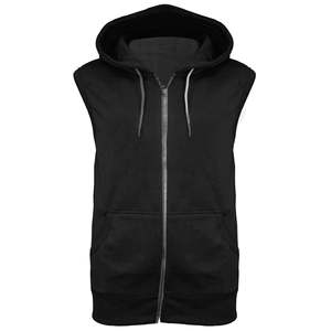 Custom <b>Men's</b> <b>Sleeveless</b> <b>Hoodie</b> with Zipper Pocket 100% Cotton Knitted Windproof & Breathable Slim Fit Summer Gym Training - Product Image 3