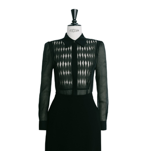 Elegante Simple ROSA POINTED SHIRT Sheer Triacetate 60% Acetato 40% Poliéster Camisa de mujer Diseño de manga larga Camisa holgada - Product Image 1