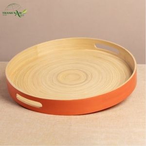 Plateau en bambou tissé à la main Eclipse - Plateau de service et décoratif moderne, durable, écologique et portable - Product Image 2