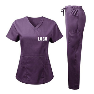 Ensembles de gommage médical pour femmes OEM sur mesure vêtements de travail durables multi-poches uniforme de gommage d'infirmière médicale à prix bon marché - Product Image 1