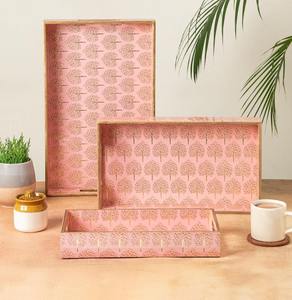 Plateau de service alimentaire rectangulaire en bois de style moderne personnalisé, à un seul niveau, pour salle de bain et vaisselle, NIDIA SHAAD HANDICRAFTS - Product Image 1