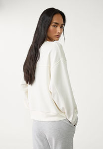 Solid Women Sweatshirts Oversized O-Neck 100% Cotton <b>Drop</b> Shoulder Baggy Style Pullover Sweatshirt Custom Logo - Product Image 3