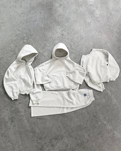Custom Oversized Drop Shoulder Hoodie and Straight Leg Pants Distressed Embroidery logo 2 Piece Tracksuit Set - Product Image 6