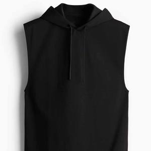 Pullover <b>Sleeveless</b> Fashion Outfit <b>Men</b> terry 400gsm <b>Hoodie</b> Customized Logo Printed Solid Color Cotton Blended Hoodies - Product Image 4