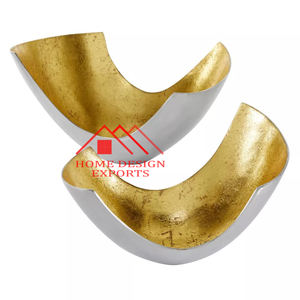 Frutero de Aluminio Dorado con Forma Curva para Centros de Mesa, Nuevo Frutero de Metal para Ensaladas para Hoteles - Product Image 1