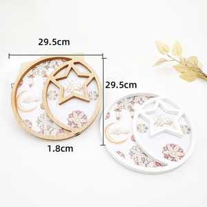 Bandeja de madera con estampado de esmalte real opulento, exquisita pieza de servicio árabe para mesa de Ramadán, celebraciones de Eid, decoración de regalo festivo - Product Image 2