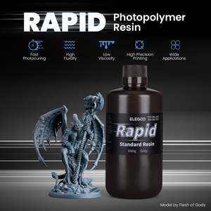 เรซิ่น ELEGOO Rapid 405nm UV Curing สีเทาความแม่นยำสูง 1000 กรัม เรซิ่นโฟโตพอลิเมอร์สำหรับเครื่องพิมพ์ 3 มิติ LCD แบบเร็ว - Product Image 2