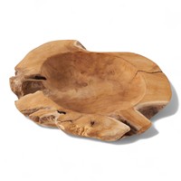 Mangkuk Buah Dekoratif Kayu Jati Organik Besar Buatan Tangan Berbentuk Tidak Beraturan, Ramah Lingkungan, Gaya Bohemian, Polesan Kayu, untuk Bisnis