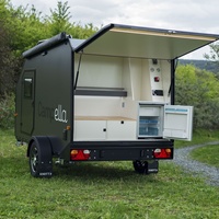 Caravane miniature Campella, remorque de voyage en aluminium noir, camping moderne, remorquable, 2 personnes, aventure en plein air, voyage tout-terrain