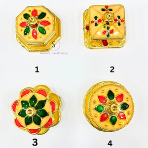Caja de Sindoor Kumkum hecha a mano con esmalte de oro, decoración única rara para el hogar, caja de Sindoor Kumkum, recuerdo de boda - Product Image 2