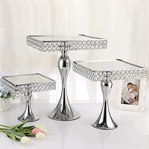 Soporte para pasteles y postres de cristal y metal Soporte para pasteles y cubiertos de metal de forma cuadrada de Calidad exclusiva a precio competitivo - Product Image 6