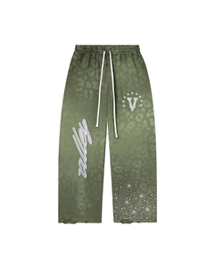 กางเกงวอร์มผ้าฝ้ายฟลีซเนื้อหนาอย่างดี 360 GSM สัมผัสนุ่ม สีดำ พิมพ์ลายแบบซับลิเมชั่น ปักโลโก้ด้วยคริสตัล - Product Image 1