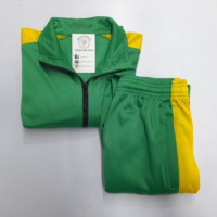 Ensemble de survêtement personnalisé pour hommes en polyester, vert et jaune, vêtements de sport, tenue d'entraînement, fabricant OEM ODM Sialkot, vente en gros directe d'usine