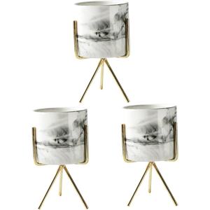 Luxueux marbre Design émail enduit or couleur métal Vase à fleurs superbes Arrangements floraux pour la maison Pots de fleurs jardinières - Product Image 1