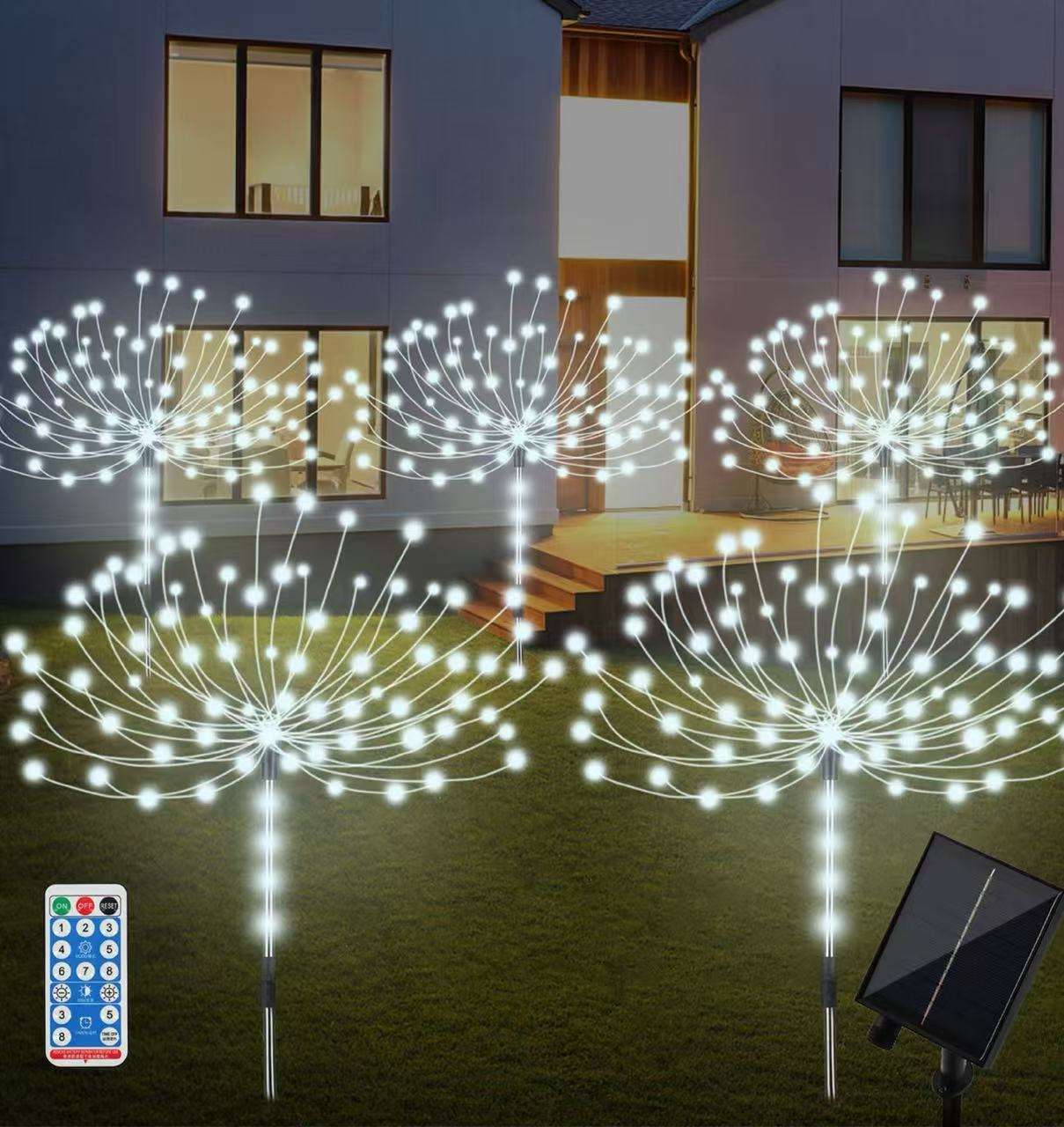 Blanco-5 lámpara con un panel solar