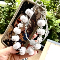 Nouveau porte-clés pendentif pour téléphone portable en chaîne de cristaux double couche, personnalisable et très tendance