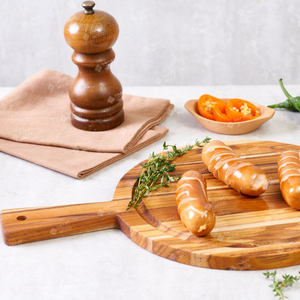 เขียงไม้สักแบบปลายไม้ธรรมชาติ พรีเมียมสั่งทำพิเศษ - ขนาดใหญ่ ทนทาน ดีไซน์ทรงกลม พร้อมหูจับ เป็นมิตรกับสิ่งแวดล้อม รับสกรีนโลโก้ตามสั่ง - Product Image 5