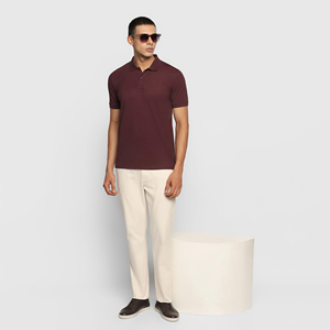 100% bleu clair Stretch coton Piqué pour personnalisé pour Polo solide brodé Logo dissimulé bouton patte côtes coupe régulière - Product Image 5
