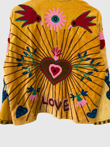 Veste en velours brodée à la main avec col mandarin, manches longues, style Prairie Chic, pour adulte, idéale pour le printemps - Product Image 5