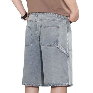Men's Big Tall Summer <b>Denim</b> Shorts 100% Cotton <b>Stretch</b> Elastic Casual Over size Relaxed Fit Blue/Black Workwear for Outdoor - Product Image 2