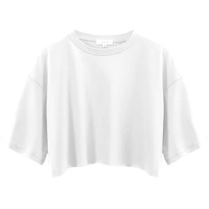 Wholesale Lightweight Women's Crop Top Tshirt High Quality Plus Size Cotton Canvas Custom Short Sleeve Simple <b>Sexy</b> Blank Design - Product Image 5