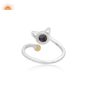 Bague à tige réglable en argent sterling 925 avec motif de dendrite rond et doublure, fabricant de bijoux sur mesure - Product Image 2