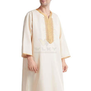 Robes caftan musulmanes Vêtements islamiques Vintage Robes longues Loisirs Manches longues Col montant Jubba Thobe - Product Image 3