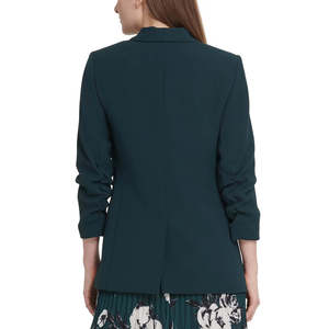 Blazer Verde da Donna DKNY Taglia 8 con Apertura Frontale, Maniche Arricciate e Stampa Ricamata con Tecnica Decorativa Intrecciata - Product Image 2