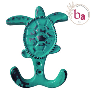 เสื้อโค้ทและหมวกติดผนังลายเต่าทะเลสีเขียวน้ำทะเล - Product Image 1