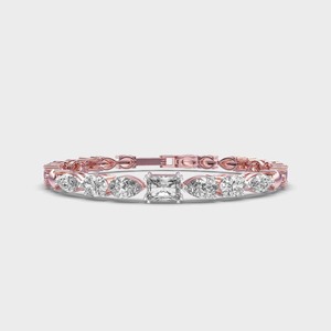 IGI Certified Multi-Shape Lab Grown Diamond Tennis <b>Bangle</b> <b>Bracelet</b> in 14K Yellow / White / Rose Gold - Product Image 2