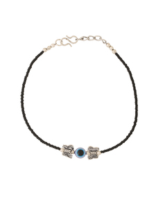 Tobillera de Plata con Cuentas Negras, Mariposa y Ojo Turco para Mujer, Joyería para el Pie - Product Image 5