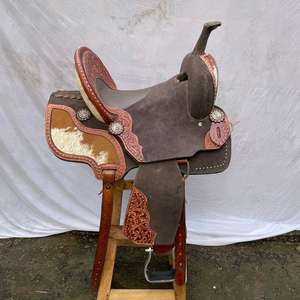 Conjunto de Silla de Montar Western de Cuero Premium con Diseño de Carreras de Barriles y Arco de Madera |   Accesorios de acero inoxidable hechos a mano para equitación - Product Image 6