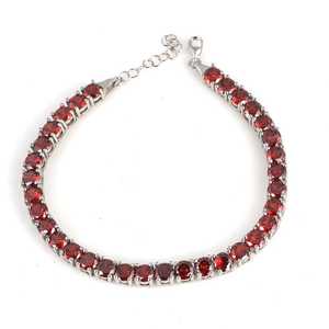 925 Sterling Silver Round <b>Bracelet</b> with Synthetic <b>Ruby</b> Stone for Party Occasions - Product Image 1