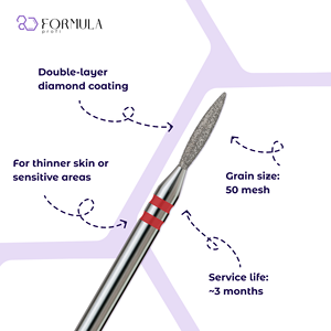 Diamond Sharp Flame 1.6 mm Red Grit Professional Premium High-Quality Large Cuticle <b>Nail</b> Drill Bit - Product Image 2