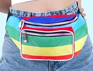 Sac banane en nylon à blocs de couleur, bandoulière, sportif, facile à transporter pour les voyages, la marche, la course à pied, la randonnée, le vélo - Hommes et femmes - Product Image 2