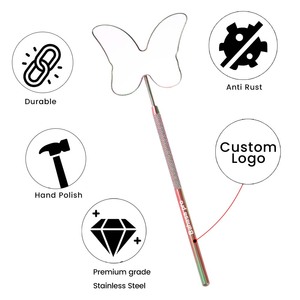 Herramientas de Injerto en Forma de Mariposa Multicolores, Espejo de Extensión de Pestañas, Espejos de Pestañas de Acero Inoxidable de Mano de Bahasa Pro - Product Image 2