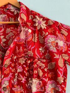 Camisa informal de algodón con estampado de bloques a mano para hombre, ropa de Otoño Invierno, camisa con estampado Floral para fiesta, ropa de playa, camisa - Product Image 6