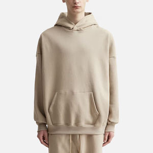 Sudadera con capucha básica unisex de fabricante OEM, sudadera con capucha de forro polar con hombros caídos y mezcla de algodón liso - Product Image 3