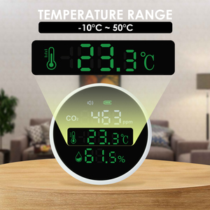 Venta al por mayor CO2 Monitor de dióxido de carbono NDIR Sensor Tester 400 ~ 5000PPM Montaje en pared/Pantalla de mesa a color - Product Image 6