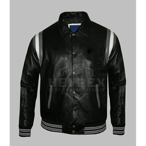 2025 Veste d'hiver à col montant pour hommes en cuir de mouton noir à manches longues style High Street avec service OEM - Product Image 4