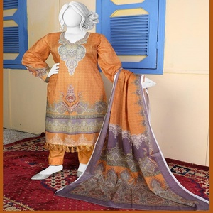 Collection d'été pour femmes Aisha Noor, ensemble pakistanais en coton et lin à coupe ample, 3 pièces, imprimé numérique, Salwar volumineux - Product Image 3