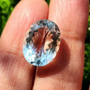 Mehrajudin Gems – Pierres précieuses naturelles ovales d'aigue-marine de qualité supérieure, faites à la main, pierre de naissance de mars, bleu ciel, super propres, 3-5 carats, cirées/huileées - Product Image 1