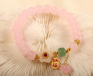 Superbe bracelet artisanal Natura de 10 mm en perles de quartz rose avec serti clos pour bijoux de mode, idéal comme cadeau d'anniversaire - Product Image 4