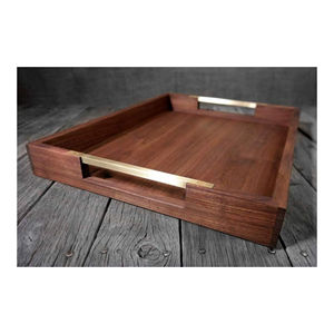 Plateau de service carré en bois tendance avec poignée en métal pour restaurant plateau de service de table en bois décorer plateau de service - Product Image 4