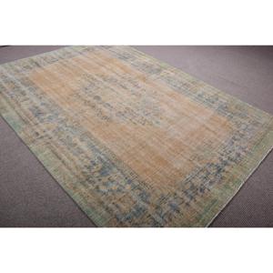 พรมตุรกีขนาด 6.3x8.9 ฟุต, พรมขนสัตว์วินเทจสีน้ำเงินสไตล์โมร็อกโก - Product Image 3