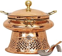 Chauffe-plat de buffet moderne de luxe avec support décoratif et couvercle en dôme Chauffe-plats en cuivre pour événements et restauration