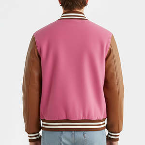 Chaqueta Universitaria Informal de Lana Transpirable con Ribete de Piel de Oveja - Colores y Logotipos Personalizables Chaqueta Estilo Preparatoria - Product Image 4